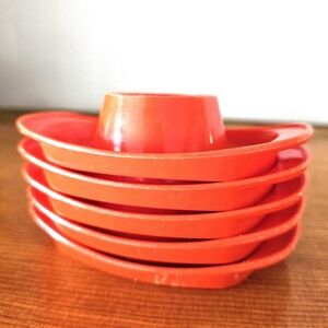Mid Century Stackable Orange Egg Dishes